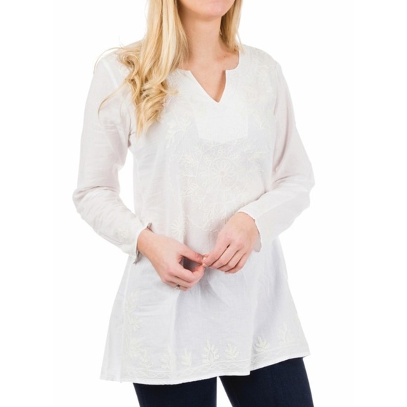 Denim, Boots, and Bling Tops - Gabriela Tunic in White